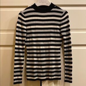 Halogen Atlantic-Pacific Black and White Striped Sweater
